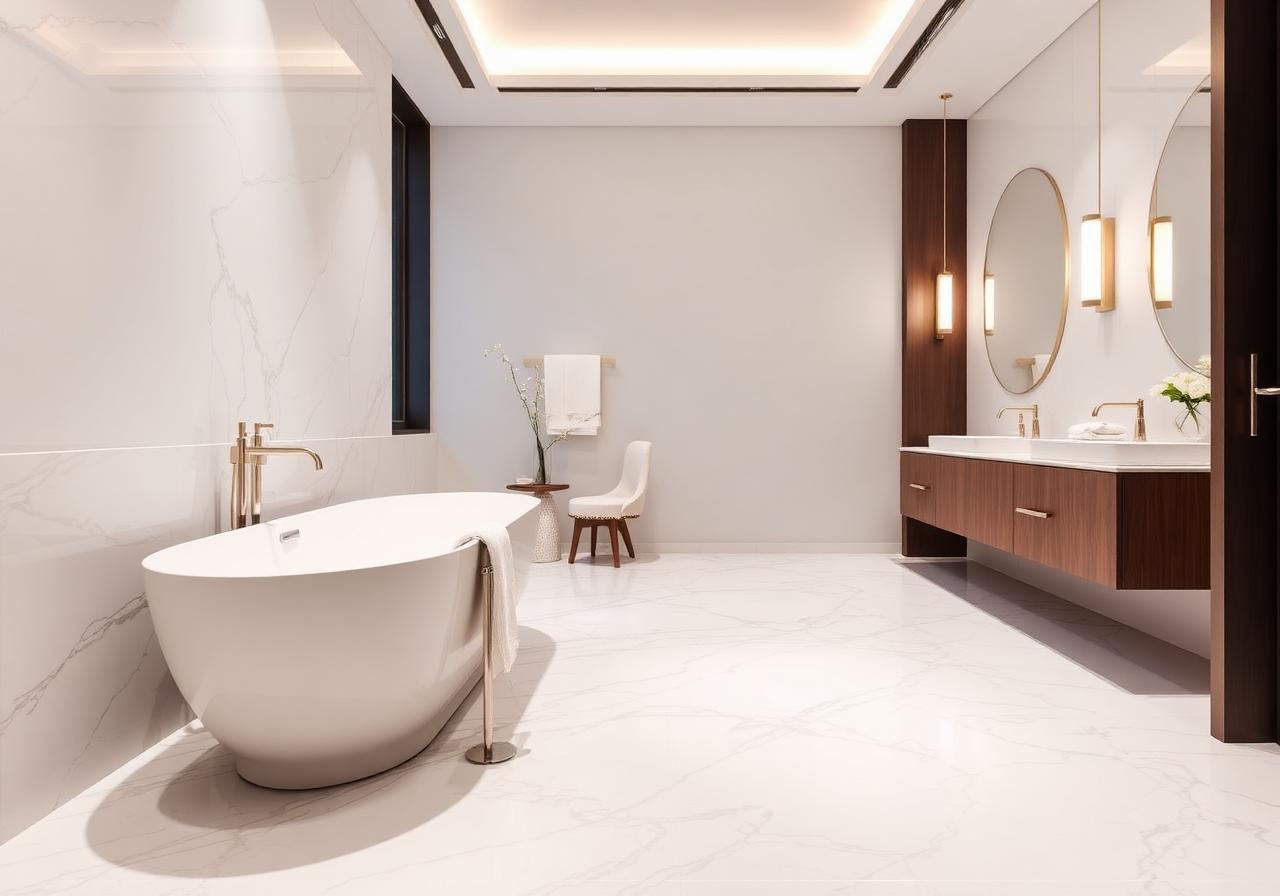 Polished Marble Bath installed by Flooring Proz in Providence, RI